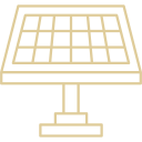 Icono de un panel solar, representando la energía solar y las energías renovables.